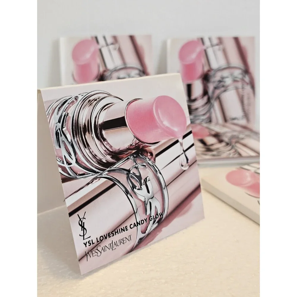 6x Yves Saint Laurent Loveshine Candy Glow Balm 3-Shade Sample Card & Applicator
